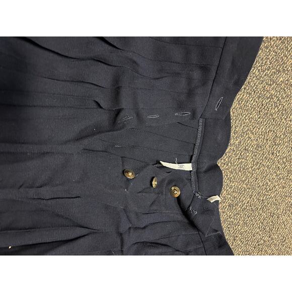 Vintage Jaeger Dark Blue Button Up Pleated Skirt, Size 14 - Picture 3 of 4